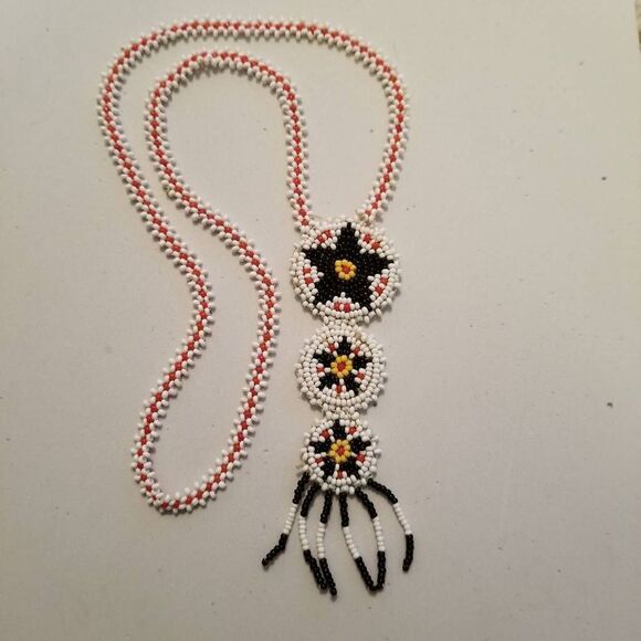 Vintage Native American SW Seed Beed Star Necklace - Picture 1 of 7